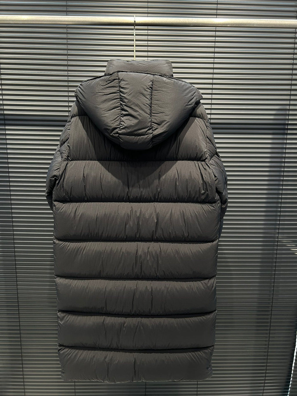 Moncler Long Hooded Puffer Coat with Matte Finish