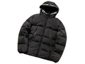 Moncler Black Hooded Puffer Jacket with Logo Lettering