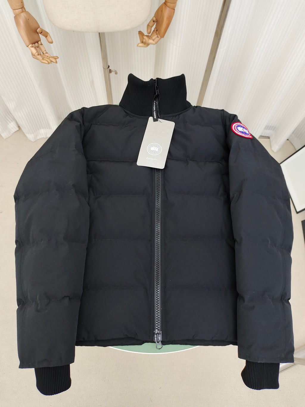 Canada Goose Quilted Puffer Jacket with Ribbed Stand Collar