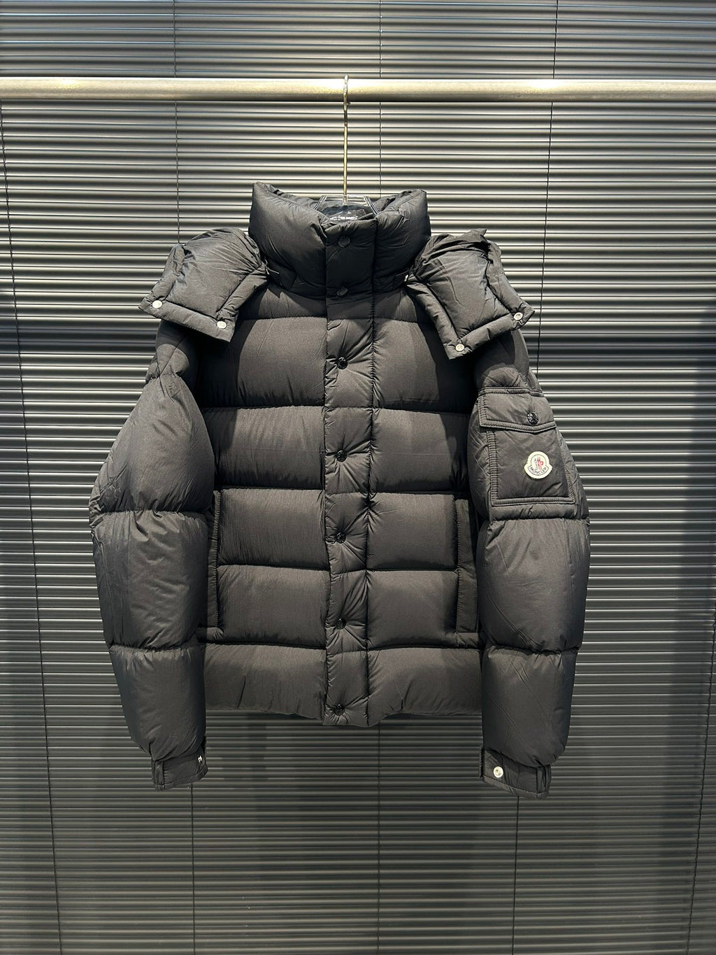 Moncler Maya Matte Hooded Puffer Jacket in Black