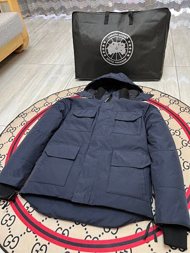 Canada Goose Unisex Navy Hooded Parka with Flap Pockets