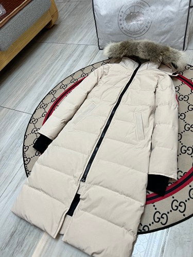 Canada Goose Women's Cream Quilted Hooded Parka