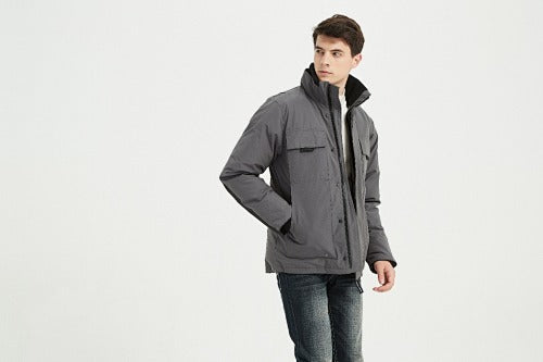 Canada Goose Stand-Collar Jacket in Gray & Black