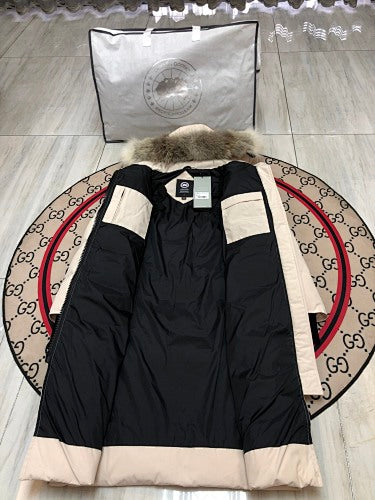 Canada Goose Women's Cream Quilted Hooded Parka