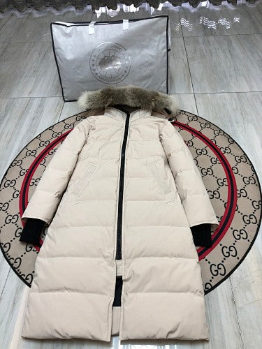 Canada Goose Women's Cream Quilted Hooded Parka