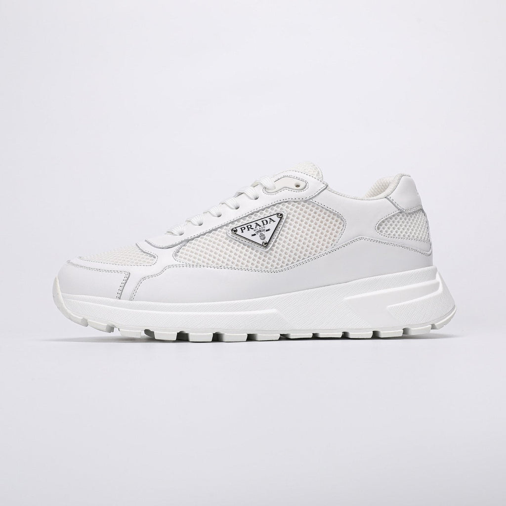 Prada White Leather Low-Top Sneakers