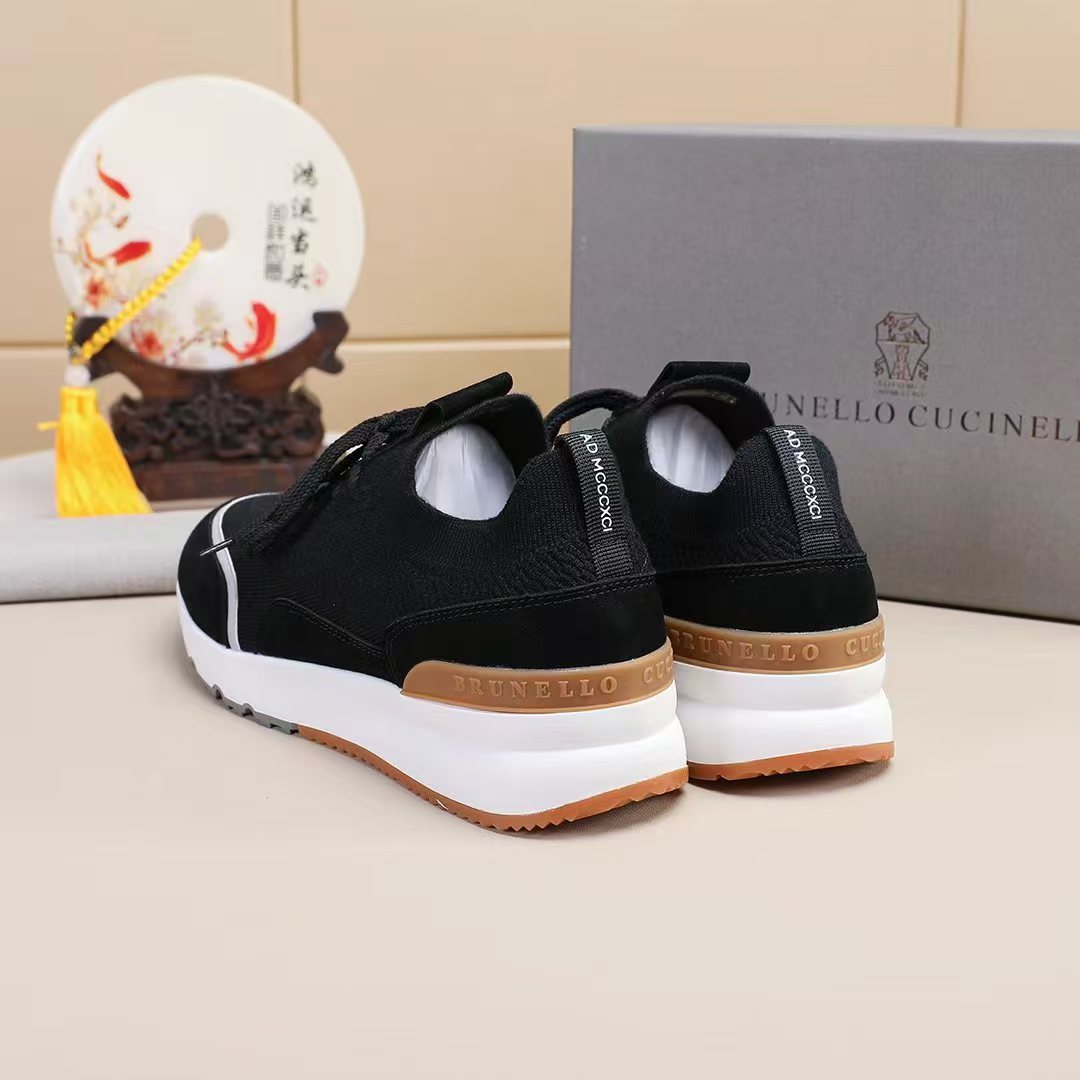 Brunello Cucinelli Black Lace-Up Sneakers
