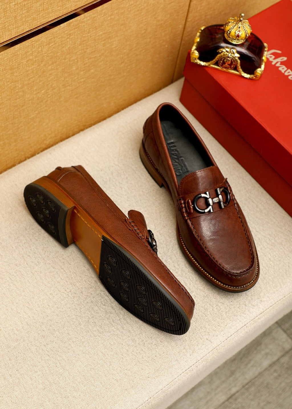 Salvatore Ferragamo Men's Leather Bit Loafers - Metal Bit Vamp Detail