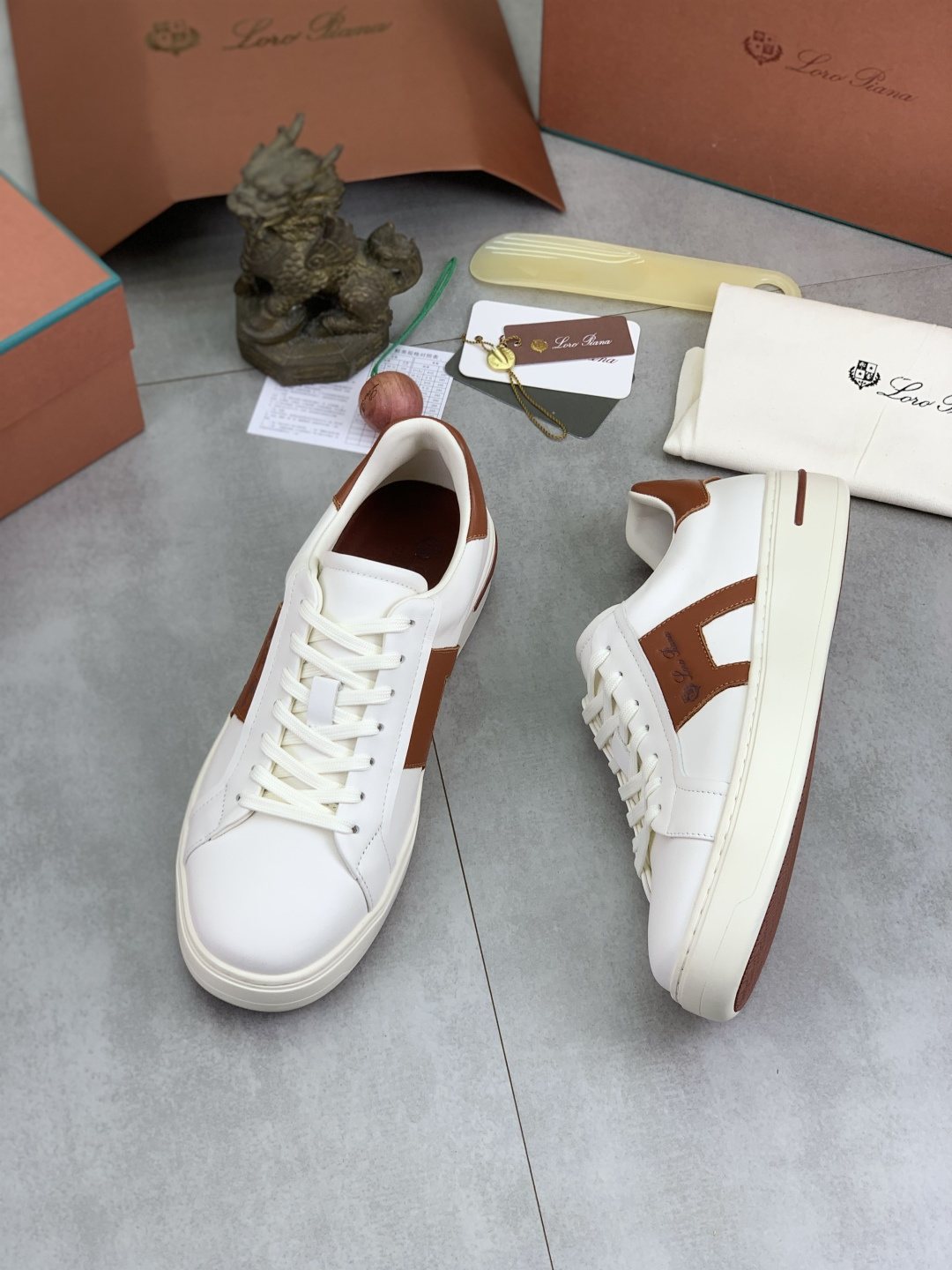 Loro Piana Black and Brown Low-Top Sneakers
