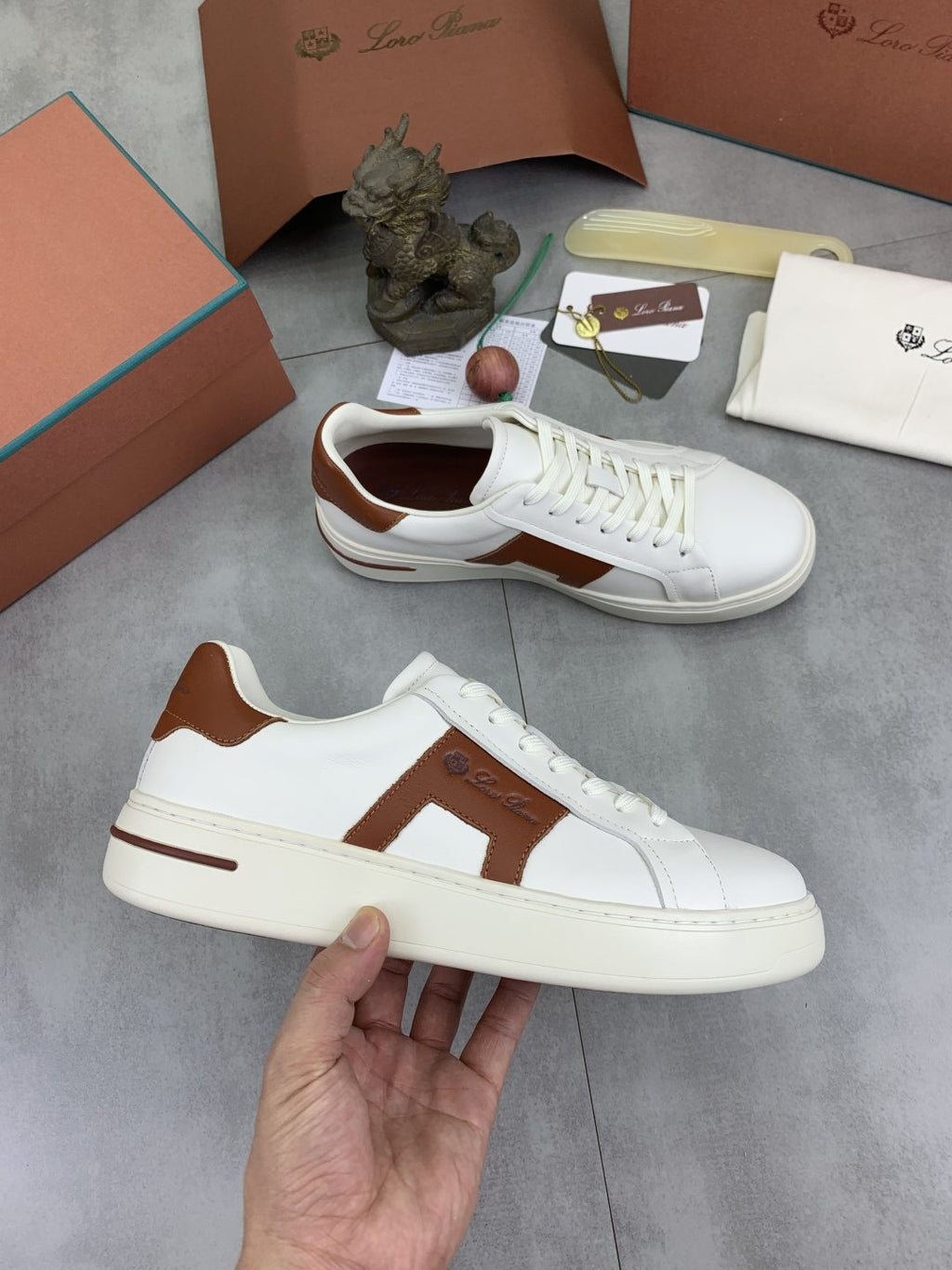 Loro Piana Black and Brown Low-Top Sneakers